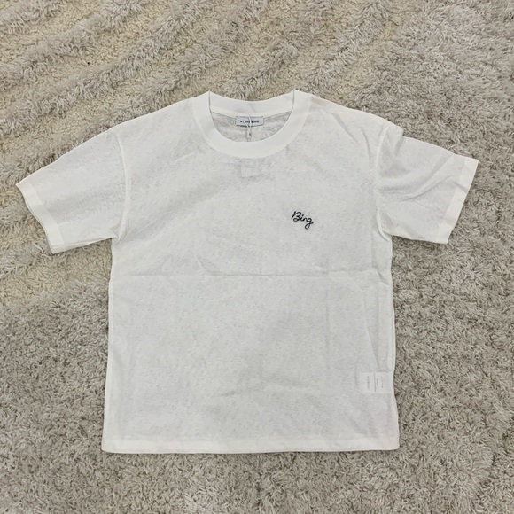 Anine Bing Cursive Logo White Shirt for Woman Sizes Small Medium & Large